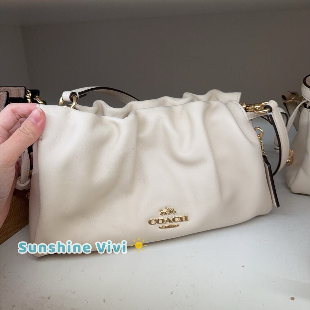 NWT Coach Faye Shoulder Bag CV529 Leather Wear 3 Ways Gold/Chalk